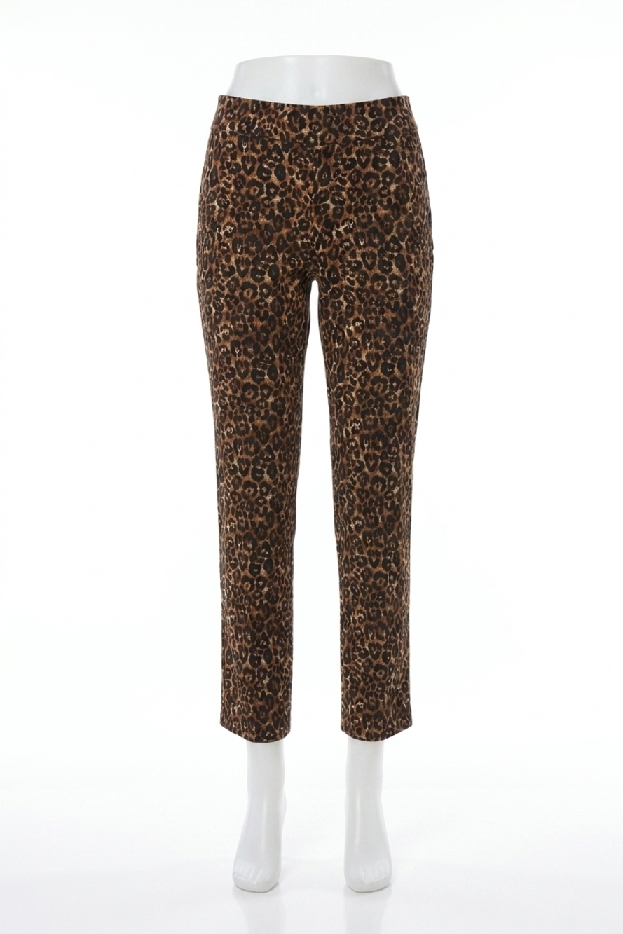 NEW JOSEPH RIBKOFF animal print pull-on pants in beige/black